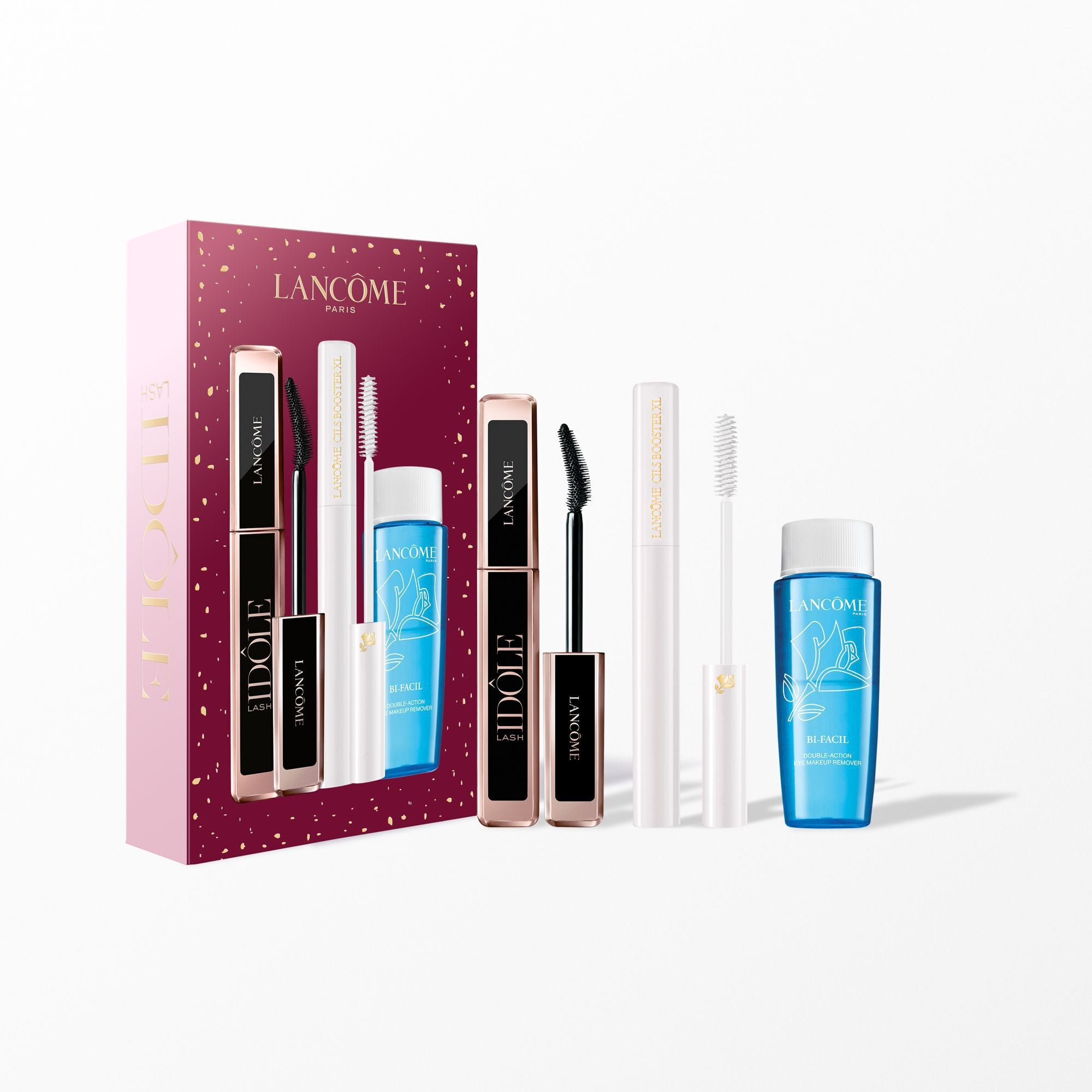 Lash Idole holiday set containing: FULL SIZE LASH IDOLE MASCARA - FULL SIZE CILS BOOSTER XL - BI FACIL EYE 50ML